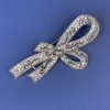 Sale! Bow Brooch rainbow rhinestones dark silver metal, diameter 78x40mm +