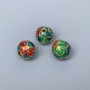 Finding Cloisonné bead turquoise red green enamel, diameter 10x9mm +/- hole, diameter 1.8mm gold-coloured metal, 1 pc