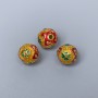 Cloisonné Bead Finding, Yellow Red Green Enamel, Diameter 10mm+/- Hole Diameter 2mm Gold-Coloured Metal, 1 pc