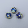 Finding Cloisonné bead blue sky-blue enamel, diameter 10mm +/- hole, diameter 1.5mm gold-coloured metal, 1 pc