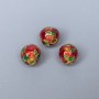Cloisonné Bead Finding, Red Green Enamel, Diameter 9mm+- Hole, Diameter 2mm Gold-Tone Metal, 1 pc