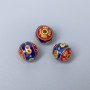 Cloisonné Bead Finding, Blue Red Enamel, Diameter 9mm +/- Hole Diameter 1.5mm, Gold-Coloured Metal, 1 pc