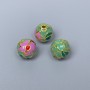 Cloisonné Bead Finding, Lilac Light Green Enamel, Diameter 10mm +/- Hole Diameter 2mm, Gold-Tone Metal, 1pc