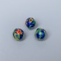 Finding Cloisonné bead blue red green enamel, diameter 9x9.5mm +/- hole, diameter 2.1mm gold-coloured metal, 1 pc