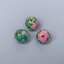 Cloisonné Bead Finding, Lilac Green Enamel, Diameter 10mm +/- Hole Diameter 2mm, Gold-Tone Metal, 1pc