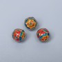 Cloisonné Bead Finding, Turquoise Red Enamel, 10mm+/- Diameter, 1.5mm Hole Diameter, Gold-Tone Metal Colour, 1pc
