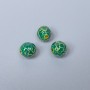 Cloisonné Bead Finding, Green Enamel, Diameter 8mm +/- Hole Diameter 1.5mm, Gold-Tone Metal, 1pc