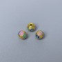 Finding Cloisonné bead rondelle insert lilac blue sky-blue enamel, diameter 6x5mm +/- hole, diameter 1mm gold-coloured metal, 1