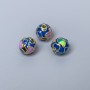 Cloisonné Bead Finding, Blue Lilac Green Enamel, Diameter 8mm +/- Hole Diameter 1.5mm, Gold-Tone Metal, 1pc