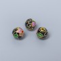 Cloisonné Bead Finding, Black Lilac Green Enamel, Diameter 8mm +/- Hole Diameter 1.5mm, Gold-Tone Metal, 1pc