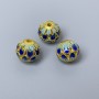 Cloisonné Bead Finding, Blue Sky Blue Enamel, Diameter 10x9.5mm+/- Hole, Diameter 2mm, Gold-Coloured Metal, 1pc