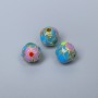 Cloisonné Bead Finding, Lilac Sky Blue Green Red Enamel, Diameter 8mm +/- Hole Diameter 1.5mm, Gold-Tone Metal, 1pc