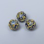 Cloisonné Bead Finding, Blue Enamel, 10mm+/- Diameter, 2mm Hole Diameter, Gold-Tone Metal Colour, 1pc
