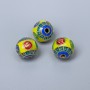 Finding Cloisonné bead yellow blue green red enamel, diameter 10x9mm +/- hole, diameter 2mm gold-coloured metal, 1 pc