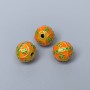 Cloisonné Bead Finding, Orange-Lime Green Enamel, Diameter 10mm +/- Hole Diameter 2mm, Gold-Coloured Metal, 1 pc