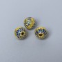 Cloisonné Bead Finding Blue Enamel, Diameter 7x6mm +/- Hole Diameter 1mm, Gold-Coloured Metal, 1pc