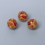 Cloisonné Bead Finding, Red Enamel, Diameter 8mm +/- Hole Diameter 1.5mm, Gold-Coloured Metal, 1 pc