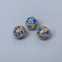 Cloisonné Bead Finding, Blue Enamel, Diameter 8mm+/- Hole Diameter 1.5mm, Gold-Colour Metal, 1 pc