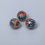 Finding Cloisonné bead red turquoise blue enamel, diameter 8mm +/- hole, diameter 1.5mm gold-coloured metal, 1 pc