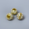 Findings Cloisonné Bead Pink White Enamel, Diameter 10x9mm +/- Hole Diameter 3.5mm, Gold-Coloured Metal, 1 pc