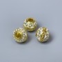 Findings Cloisonné Bead Pink White Enamel, Diameter 10x9mm +/- Hole Diameter 3.5mm, Gold-Coloured Metal, 1 pc