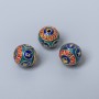 Finding Cloisonné bead blue turquoise red enamel, diameter 10mm +/- hole, diameter 2mm gold-coloured metal, 1 pc