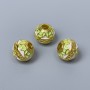 Findings Cloisonné Bead Lime Green White Enamel, Diameter 10x9mm +/- Hole Diameter 3.5mm, Gold-Coloured Metal, 1 pc