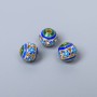 Cloisonné Bead Finding, Green Blue Light Blue Enamel, Diameter 8mm +/- Hole Diameter 1.5mm, Gold-Coloured Metal, 1 pc