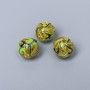 Cloisonné Bead Finding, Green Enamel, Diameter 10mm+/- Hole Diameter 2mm, Gold-Coloured Metal, 1pc