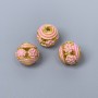Cloisonné Bead Finding, Pink Enamel, Diameter 10mm +/- Hole Diameter 1.8mm, Gold-Coloured Metal, 1 pc