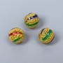 Cloisonné Bead Finding, Blue Red Green Enamel, Diameter 10mm+/- Hole Diameter 1.8mm, Gold-Colour Metal, 1 pc