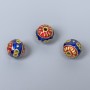 Cloisonné Bead Finding, Blue Red Enamel, Diameter 10mm +/- Hole Diameter 2mm, Gold-Coloured Metal, 1 pc
