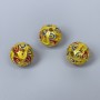 Cloisonné Bead Finding, Red Yellow Blue Enamel, 10mm+/- Diameter, 2mm Hole Diameter, Gold-Tone Metal Colour, 1pc