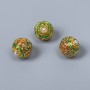 Cloisonné Bead Finding, Green Red Blue Enamel, Diameter 10mm+/- Hole Diameter 2mm, Gold-Colour Metal, 1 pc