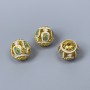 Cloisonné Bead Finding, White Light Blue Enamel, Diameter 10mm+/- Hole Diameter 1.8mm, Gold-Colour Metal, 1 pc