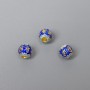 Finding Cloisonné bead blue sky-blue enamel, diameter 6x5.5mm +/- hole, diameter 2mm gold-coloured metal, 1 pc