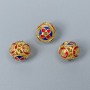 Cloisonné Bead Finding, Blue Red Enamel, Diameter 10mm+/- Hole Diameter 1.5mm, Gold-Coloured Metal, 1pc