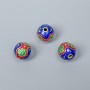 Cloisonné Bead Finding, Blue Red Green Enamel, Diameter 10mm +/- Hole Diameter 2mm, Gold-Coloured Metal, 1 pc