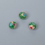 Cloisonné Bead Finding, Green Lilac Enamel, Diameter 6mm +/- Hole Diameter 1mm, Gold-Tone Metal, 1pc