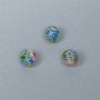 Cloisonné Bead Finding, Sky Blue Lilac Enamel, Diameter 6mm +/- Hole Diameter 1mm, Gold-Tone Metal, 1pc