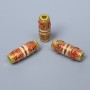 Cloisonné Cylinder Bead Finding, Red White Black Enamel, Diameter 6x17mm+- Hole, Diameter 2.5mm Gold-Tone Metal, 1 pc
