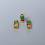 Cloisonné Bead Finding, Cylinder Fish, Red and Green Enamel, Diameter 4x9mm +/- Hole Diameter 2mm, Gold-Tone Metal, 1pc