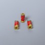 Cloisonné Bead Finding, Cylinder Fish, Red and Green Enamel, Diameter 4x9mm +/- Hole Diameter 2mm, Gold-Tone Metal, 1pc