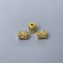 Cloisonné Bead Finding, Cylinder, Green and Red Enamel, Diameter 5x6mm +/- Hole Diameter 1.5mm, Gold-Tone Metal, 1pc