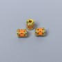 Cloisonné Bead Finding, Cylinder, Orange and Red Enamel, Diameter 5x6mm +/- Hole Diameter 1.5mm, Gold-Tone Metal, 1pc