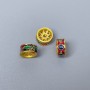 Cloisonné Bead Finding, Rondelle, Red, Green and Blue Enamel, Diameter 8x4mm +/- Hole Diameter 1mm, Gold-Tone Metal, 1pc