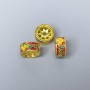 Cloisonné Bead Finding, Rondelle, Red, Yellow and Green Enamel, Diameter 10x5mm +/- Hole Diameter 2mm, Gold-Tone Metal, 1pc
