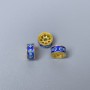 Cloisonné Bead Finding, Rondelle, Blue and Light Blue Enamel, Diameter 8x4mm +/- Hole Diameter 1.8mm, Gold-Tone Metal, 1pc