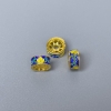 Findings Cloisonné Bead Rondelle Blue Yellow Green Enamel, Diameter 8x4mm+/- Hole, Diameter 1.8mm Gold-Coloured Metal, 1 pc