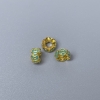 Findings Cloisonné Bead Rondelle Green Enamel, Diameter 6x3mm+/- Hole, Diameter 2.8mm Gold-Coloured Metal, 1 pc
